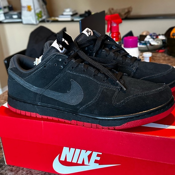 Custom, RARE Nike Dunk Black and Red Bottoms Sneakers 🔥 - Picture 2 of 5